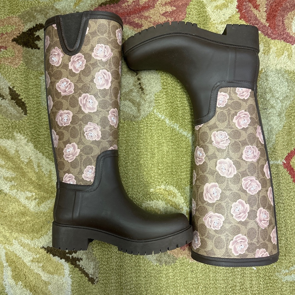 Coach Rose Tall Rain Boots
